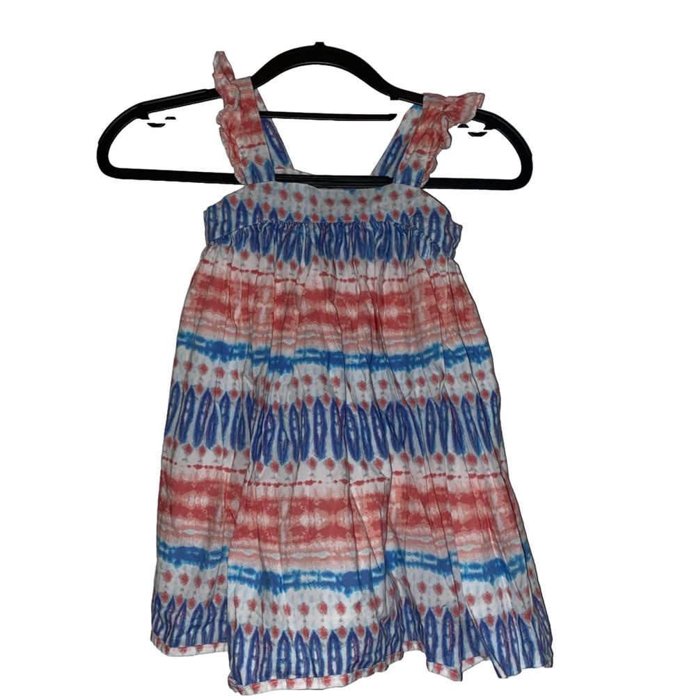 Girls Maggie & Zoe Summer Dress Size 4T Blue Red Cotton Sleeveless